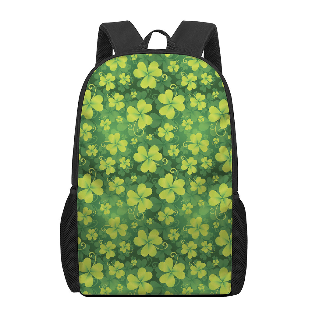 St. Patrick's Day Shamrock Pattern Print 17 Inch Backpack
