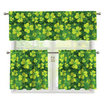 St. Patrick's Day Shamrock Pattern Print 3 Piece Kitchen Curtains