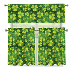 St. Patrick's Day Shamrock Pattern Print 3 Piece Kitchen Curtains