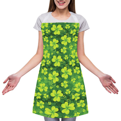St. Patrick's Day Shamrock Pattern Print Adjustable Apron