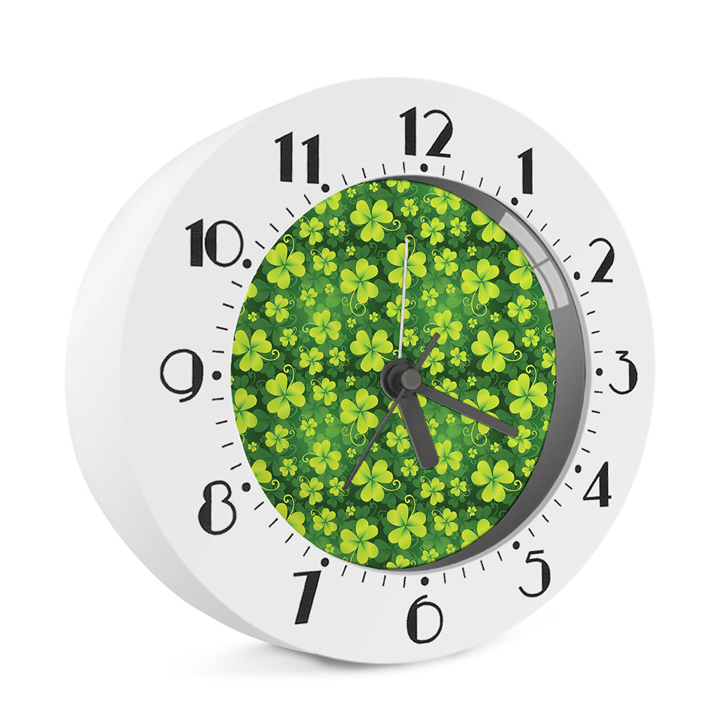 St. Patrick's Day Shamrock Pattern Print Alarm Clock
