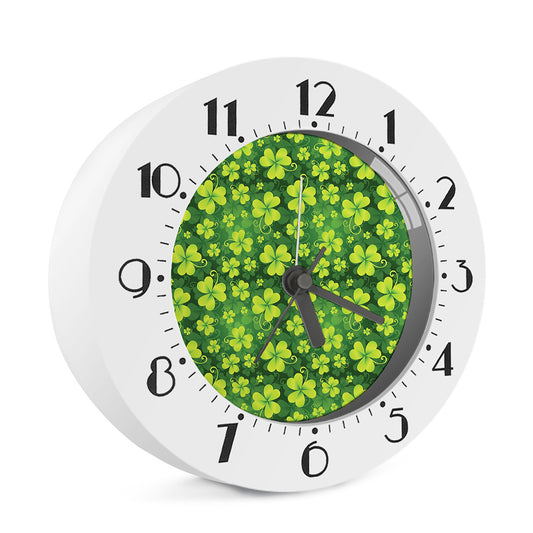 St. Patrick's Day Shamrock Pattern Print Alarm Clock