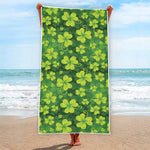 St. Patrick's Day Shamrock Pattern Print Beach Towel