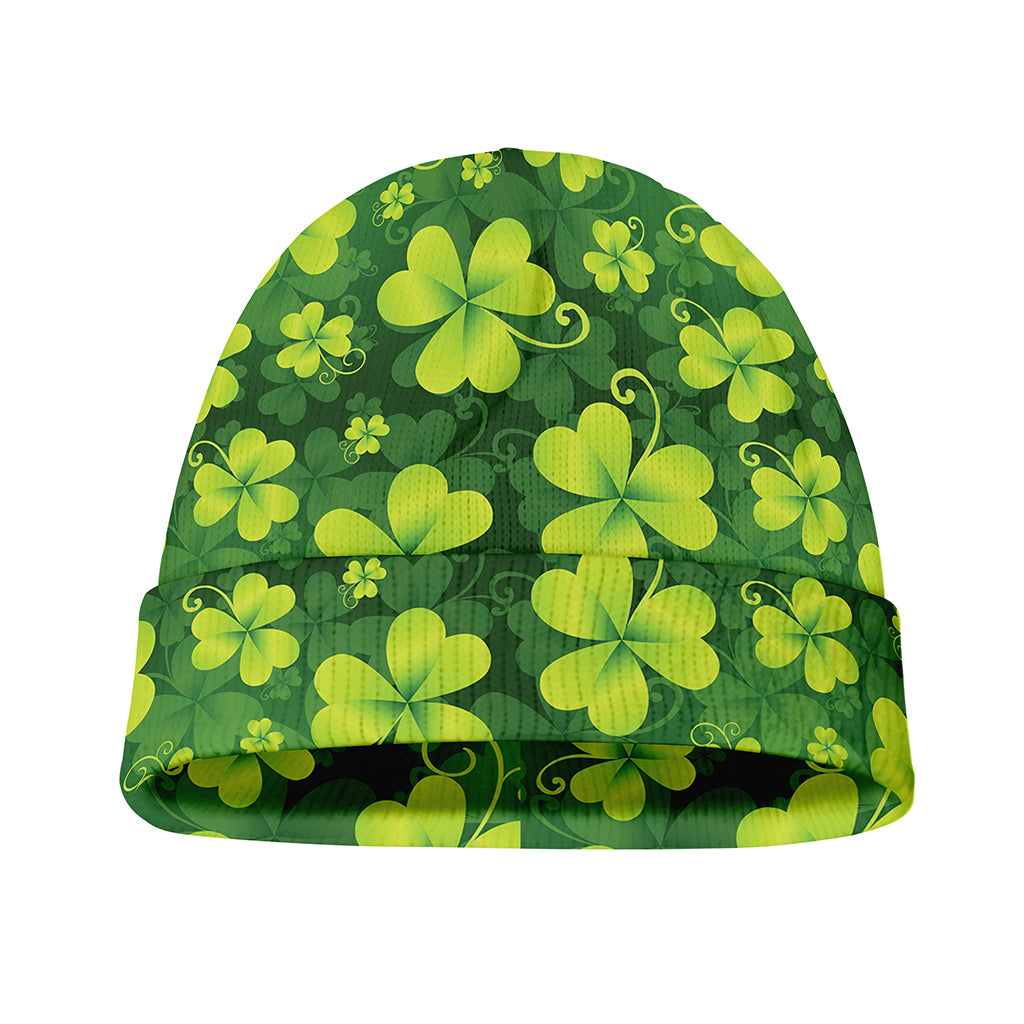 St. Patrick's Day Shamrock Pattern Print Beanie