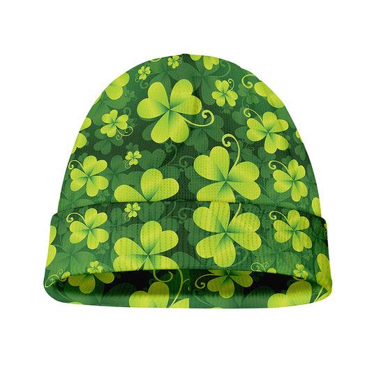 St. Patrick's Day Shamrock Pattern Print Beanie