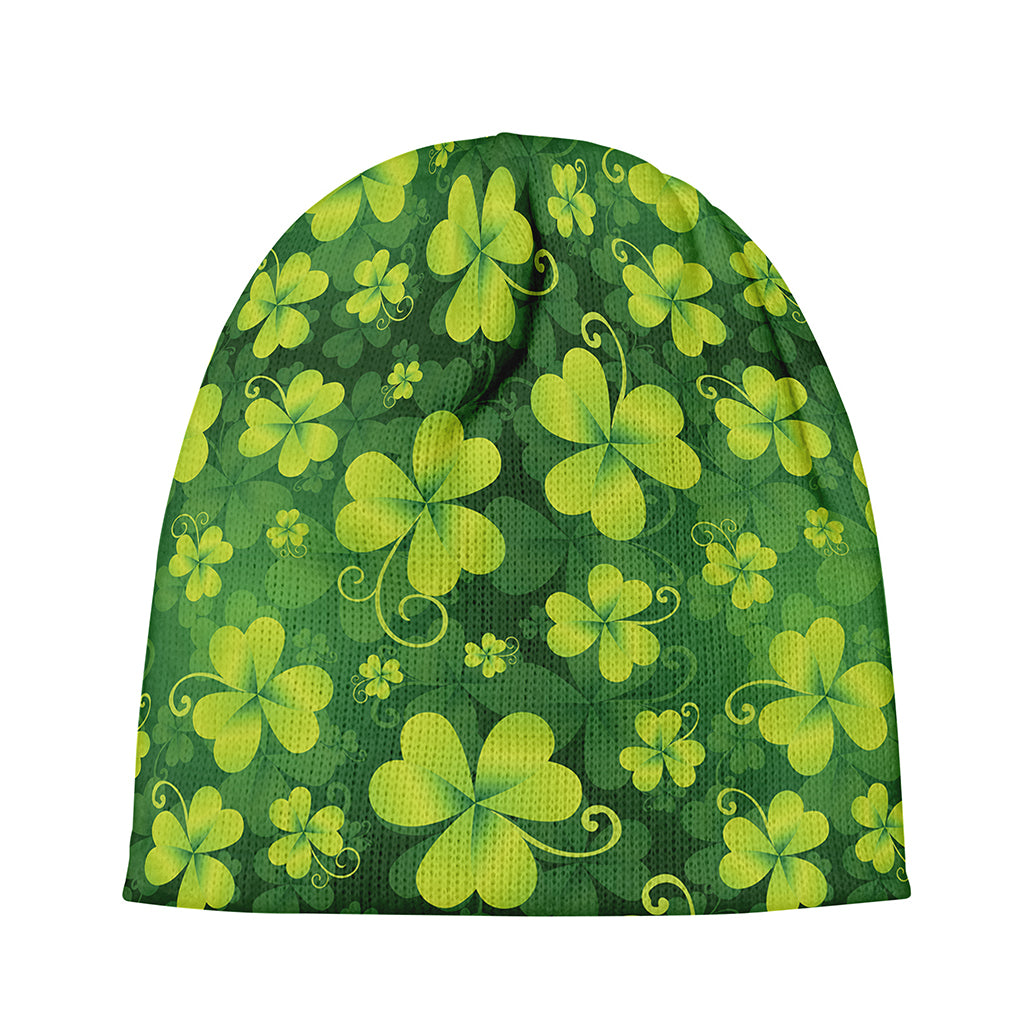 St. Patrick's Day Shamrock Pattern Print Beanie