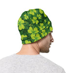 St. Patrick's Day Shamrock Pattern Print Beanie