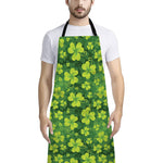 St. Patrick's Day Shamrock Pattern Print Bib Apron With Pocket