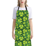 St. Patrick's Day Shamrock Pattern Print Bib Apron With Pocket