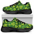St. Patrick's Day Shamrock Pattern Print Black Chunky Shoes