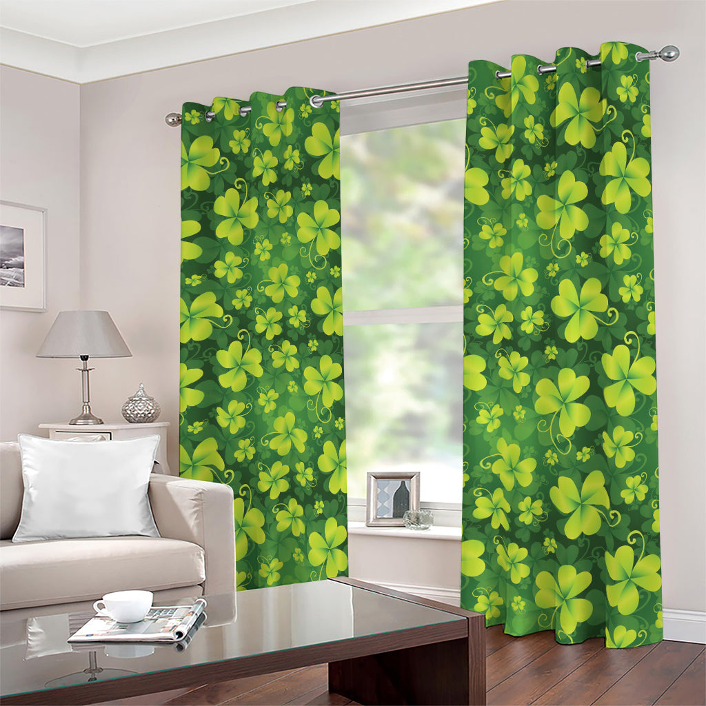 St. Patrick's Day Shamrock Pattern Print Blackout Grommet Curtains