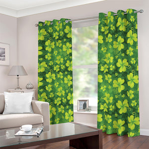 St. Patrick's Day Shamrock Pattern Print Blackout Grommet Curtains