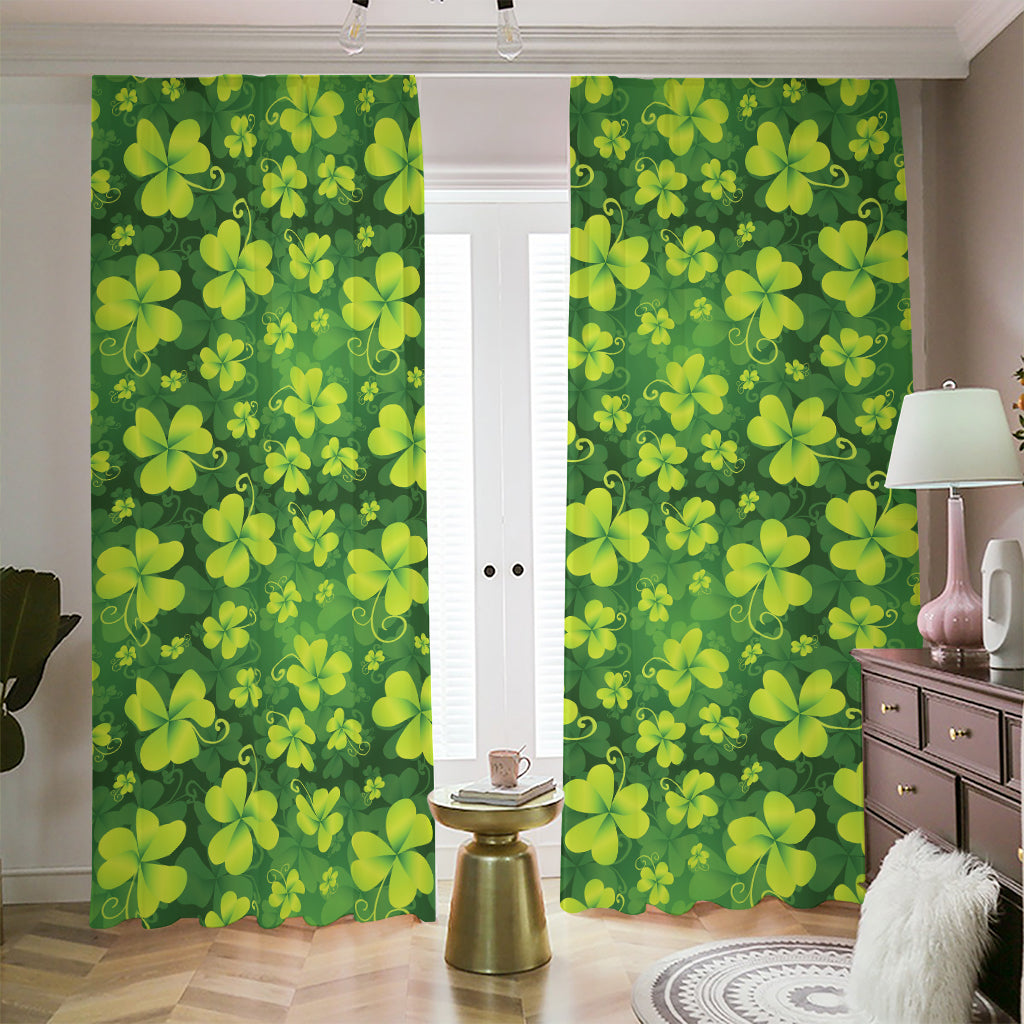 St. Patrick's Day Shamrock Pattern Print Blackout Pencil Pleat Curtains