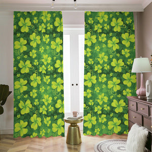 St. Patrick's Day Shamrock Pattern Print Blackout Pencil Pleat Curtains