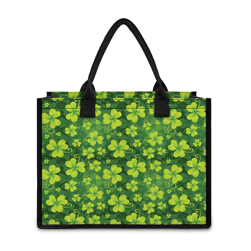 St. Patrick's Day Shamrock Pattern Print Canvas Tote Bag