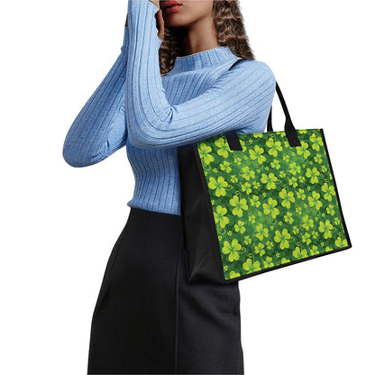 St. Patrick's Day Shamrock Pattern Print Canvas Tote Bag