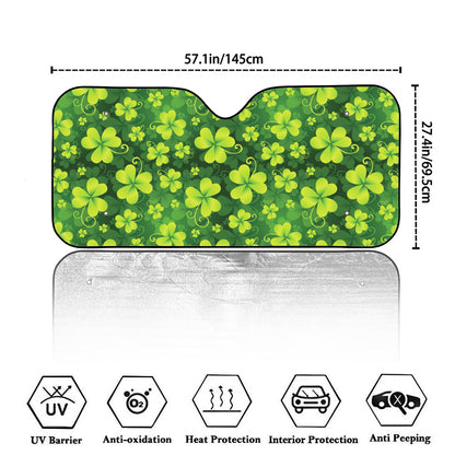 St. Patrick's Day Shamrock Pattern Print Car Windshield Sun Shade