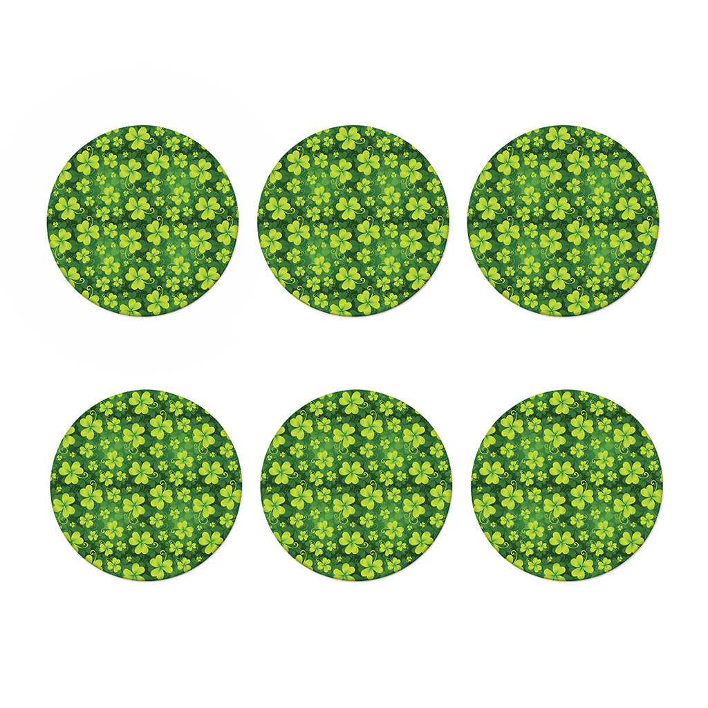 St. Patrick's Day Shamrock Pattern Print Coaster Set