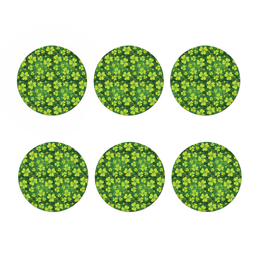 St. Patrick's Day Shamrock Pattern Print Coaster Set