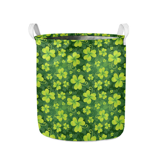 St. Patrick's Day Shamrock Pattern Print Collapsible Laundry Basket