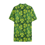 St. Patrick's Day Shamrock Pattern Print Cotton Hawaiian Shirt