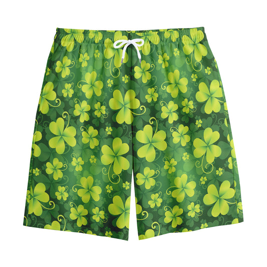 St. Patrick's Day Shamrock Pattern Print Cotton Shorts