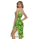 St. Patrick's Day Shamrock Pattern Print Cross Back Cami Dress