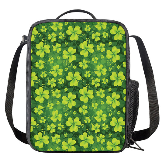 St. Patrick's Day Shamrock Pattern Print Crossbody Lunch Bag