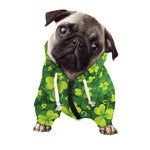 St. Patrick's Day Shamrock Pattern Print Dog Zip Up Hoodie