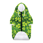 St. Patrick's Day Shamrock Pattern Print Dog Zip Up Hoodie