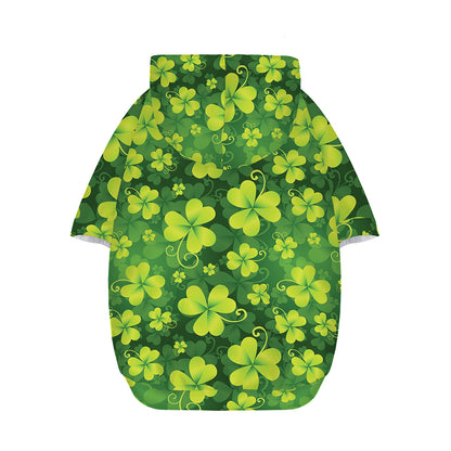 St. Patrick's Day Shamrock Pattern Print Dog Zip Up Hoodie