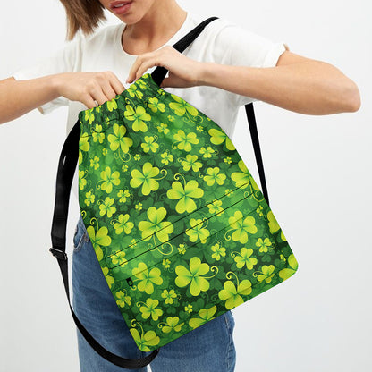 St. Patrick's Day Shamrock Pattern Print Drawstring Backpack