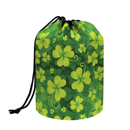 St. Patrick's Day Shamrock Pattern Print Drawstring Makeup Bag