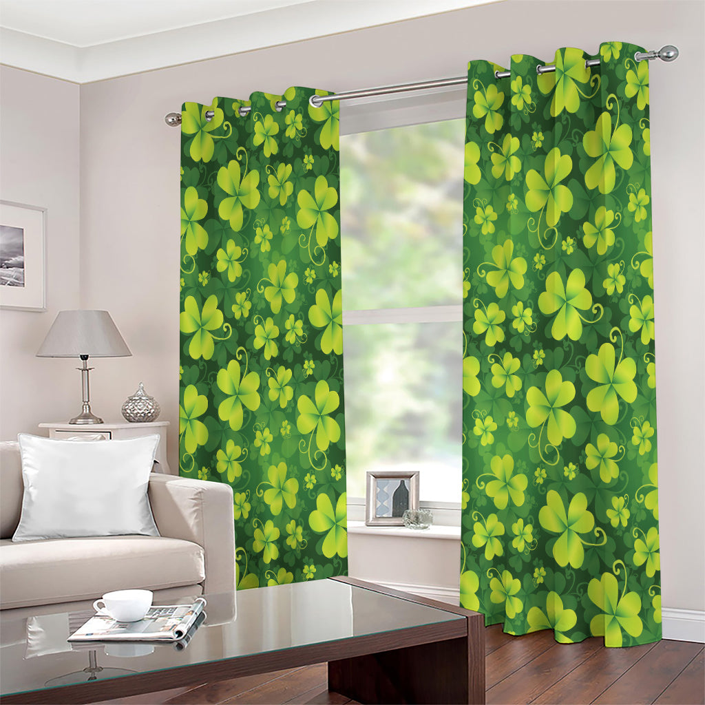 St. Patrick's Day Shamrock Pattern Print Extra Wide Grommet Curtains