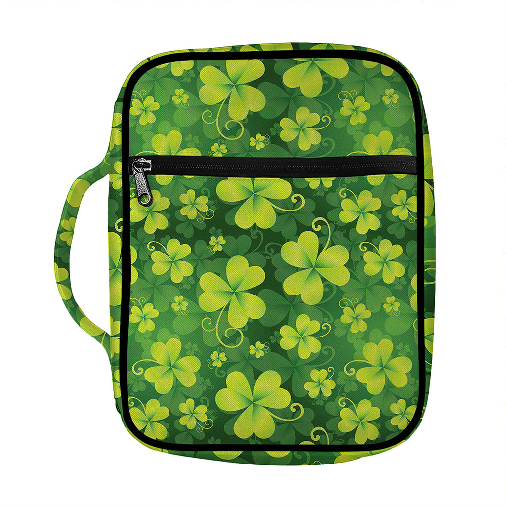 St. Patrick's Day Shamrock Pattern Print Front Pocket Bible Bag