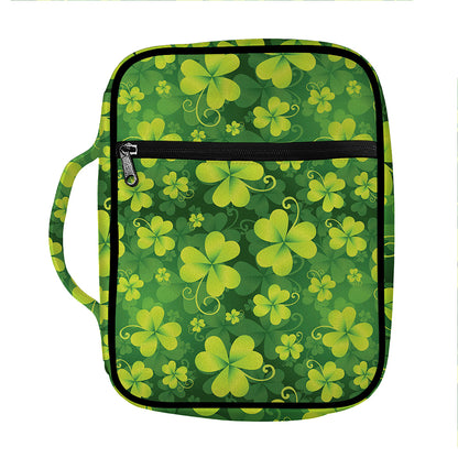 St. Patrick's Day Shamrock Pattern Print Front Pocket Bible Bag