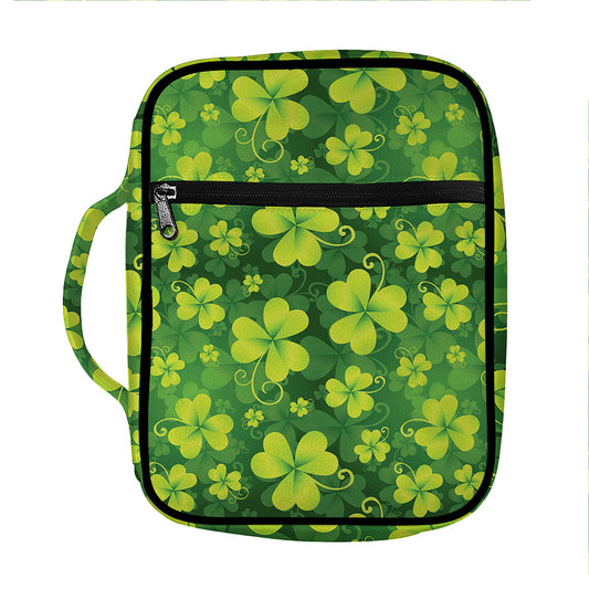 St. Patrick's Day Shamrock Pattern Print Front Pocket Bible Bag