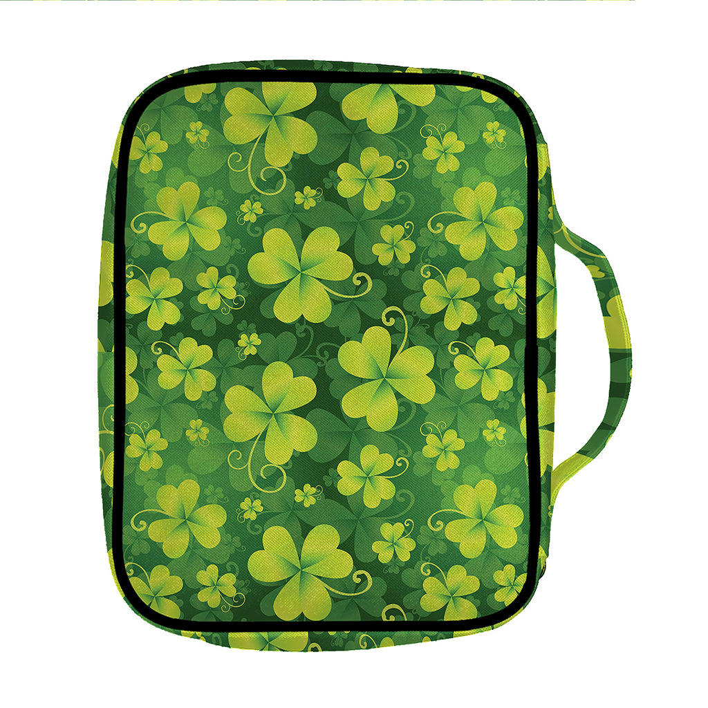 St. Patrick's Day Shamrock Pattern Print Front Pocket Bible Bag