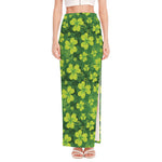 St. Patrick's Day Shamrock Pattern Print High Slit Maxi Skirt