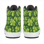 St. Patrick's Day Shamrock Pattern Print High Top Leather Sneakers