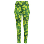 St. Patrick's Day Shamrock Pattern Print High-Waisted Pocket Leggings
