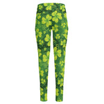 St. Patrick's Day Shamrock Pattern Print High-Waisted Pocket Leggings