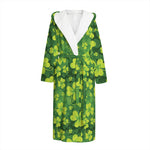St. Patrick's Day Shamrock Pattern Print Hooded Bathrobe