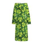 St. Patrick's Day Shamrock Pattern Print Hooded Bathrobe