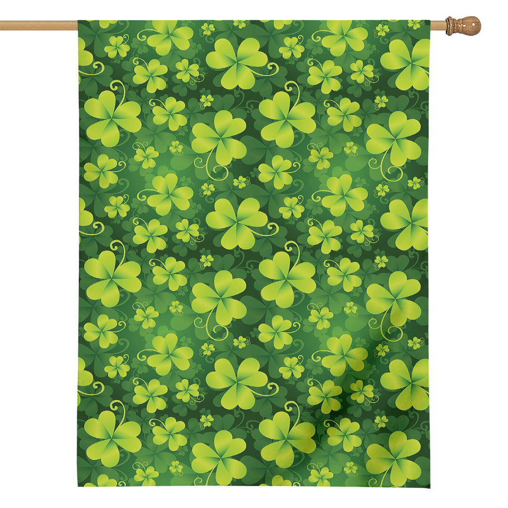 St. Patrick's Day Shamrock Pattern Print House Flag