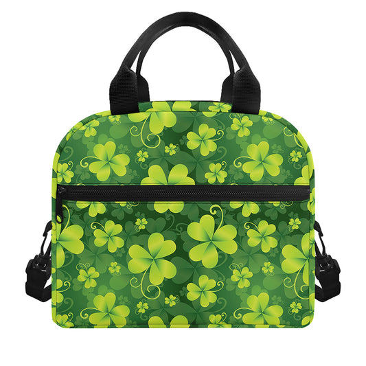 St. Patrick's Day Shamrock Pattern Print Insulated Lunch Bag