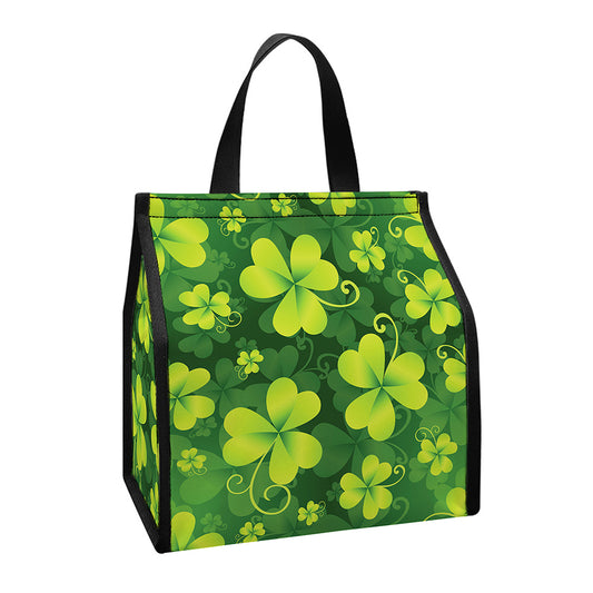 St. Patrick's Day Shamrock Pattern Print Insulated Lunch Tote