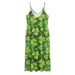 St. Patrick's Day Shamrock Pattern Print Jersey Midi Cami Dress