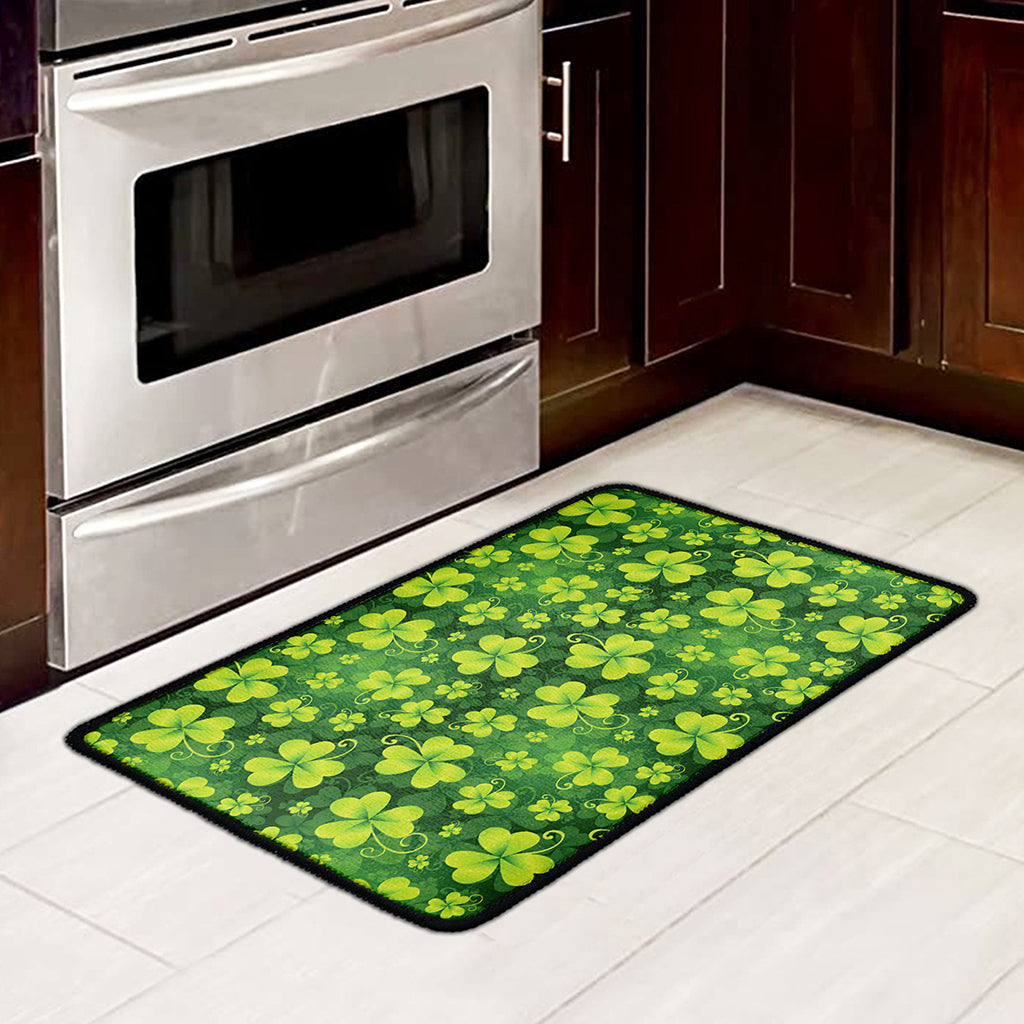 St. Patrick's Day Shamrock Pattern Print Kitchen Mat