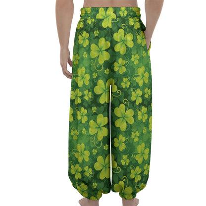 St. Patrick's Day Shamrock Pattern Print Lantern Pants